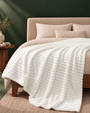 Fluffy Striped Fleece Blanket