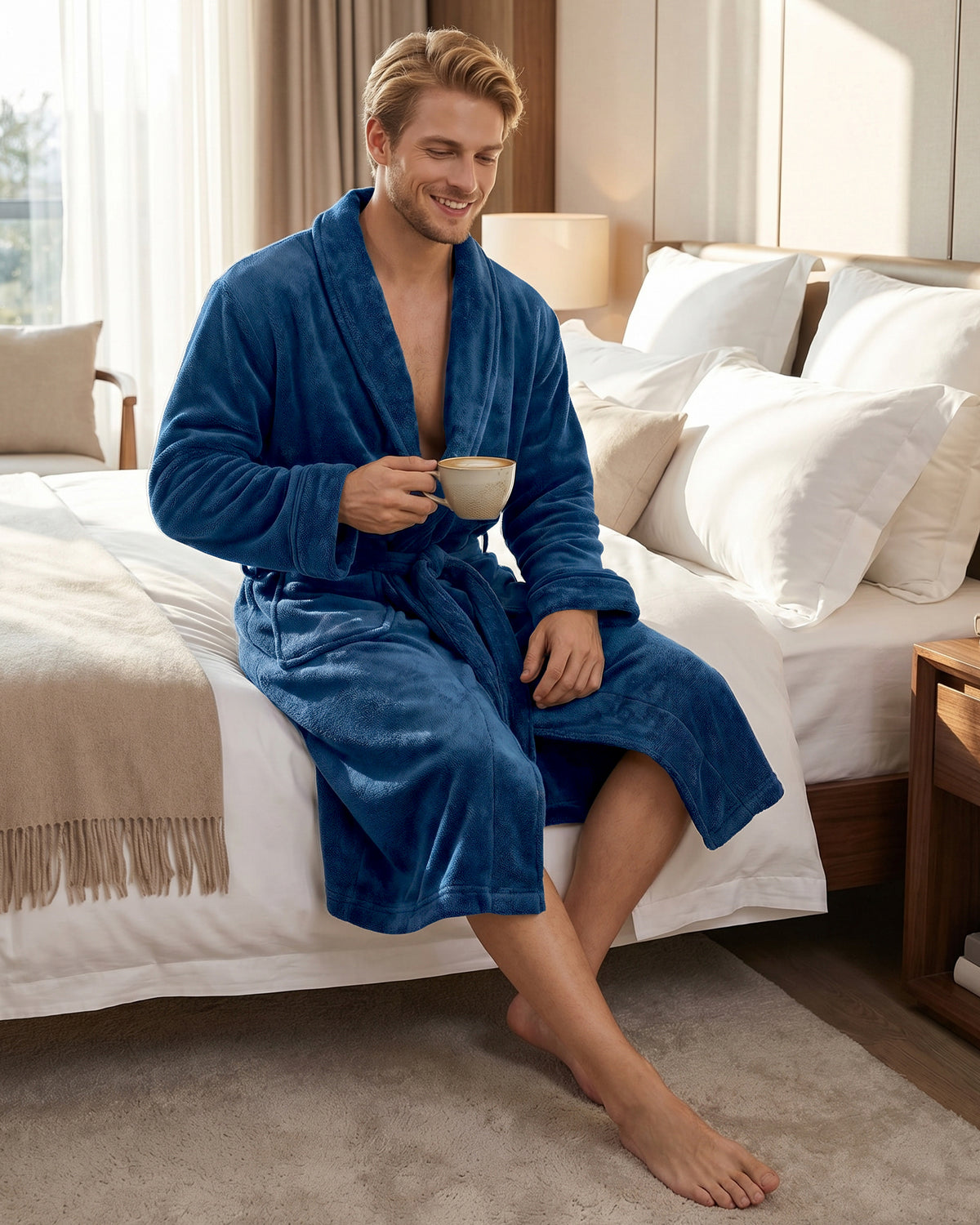 Men's Fleece Shawl Collar Bathrobe