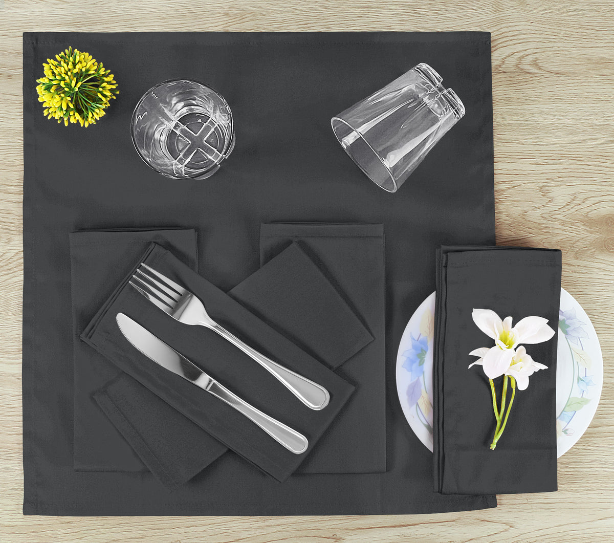 Cotton Blend Reusable Dinner Napkins Set of 12