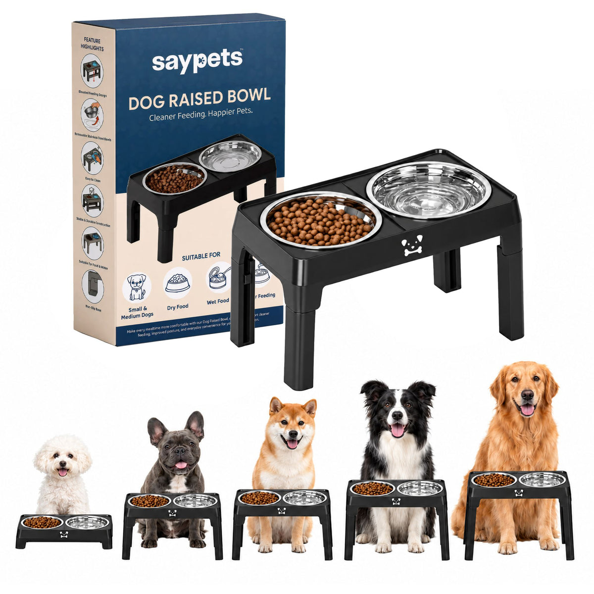 Adjustable Raised Dog Bowl Set