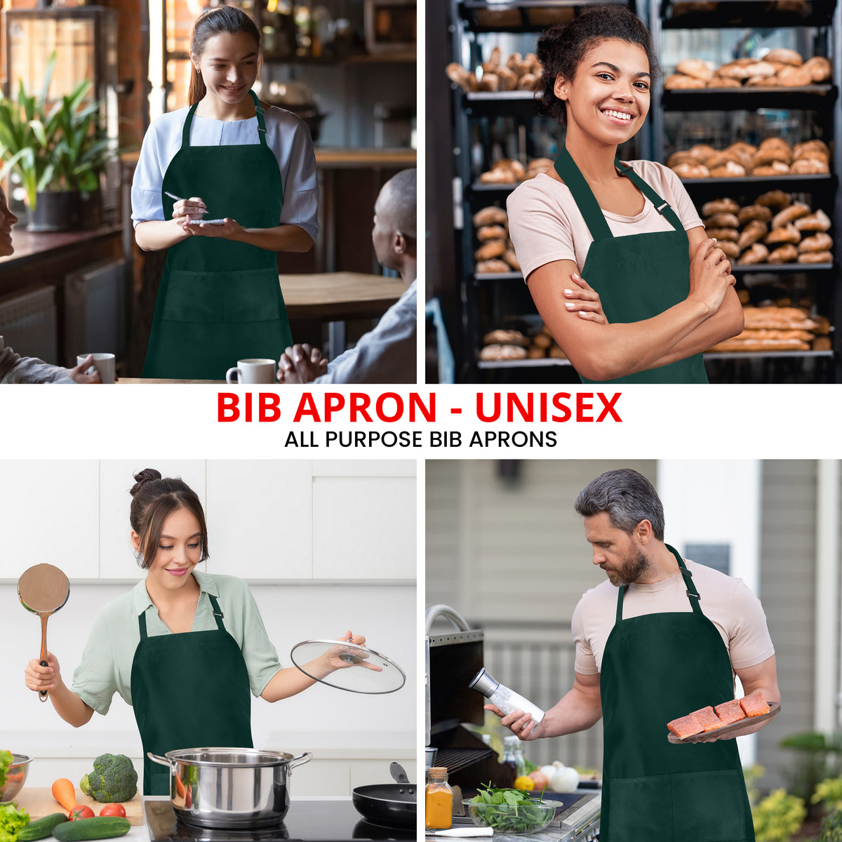 Water-Resistant Bib Apron with Pockets