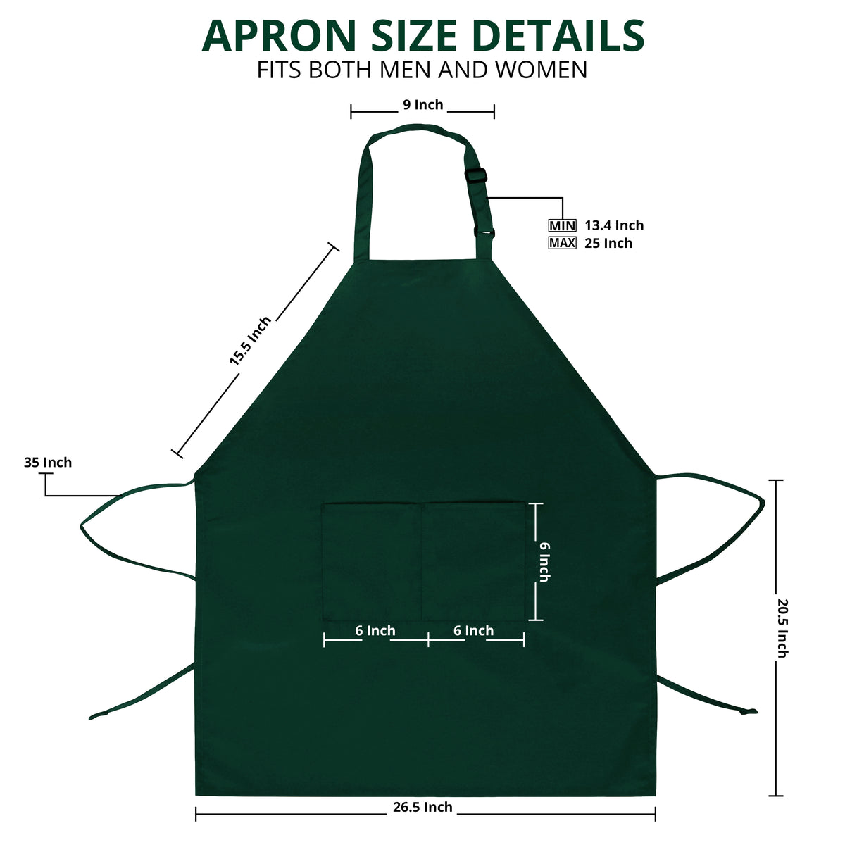 Water-Resistant Bib Apron with Pockets
