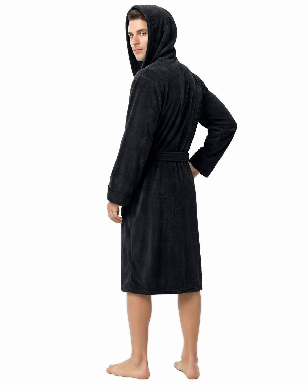 Men's Fleece Hooded Bathrobe