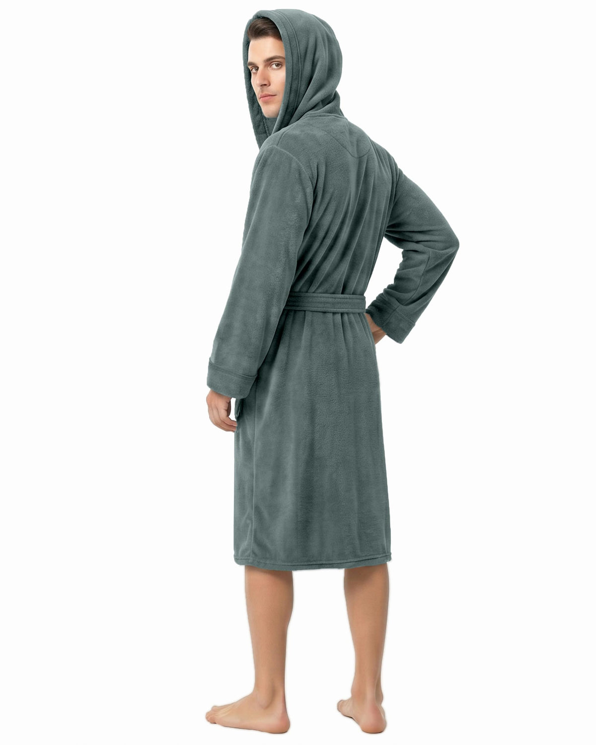 Men's Fleece Hooded Bathrobe