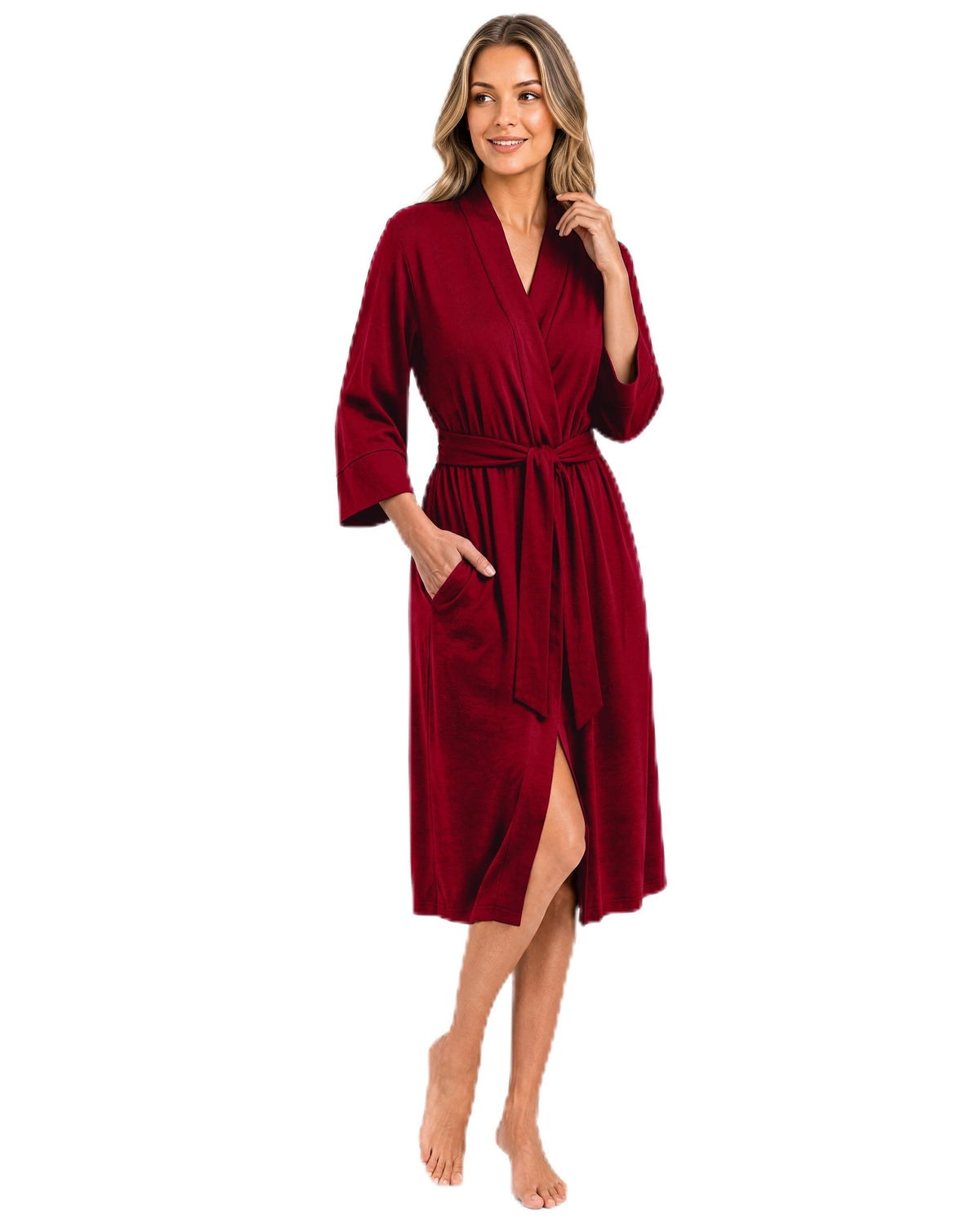 Women's Cotton-Blend Knit Bathrobe