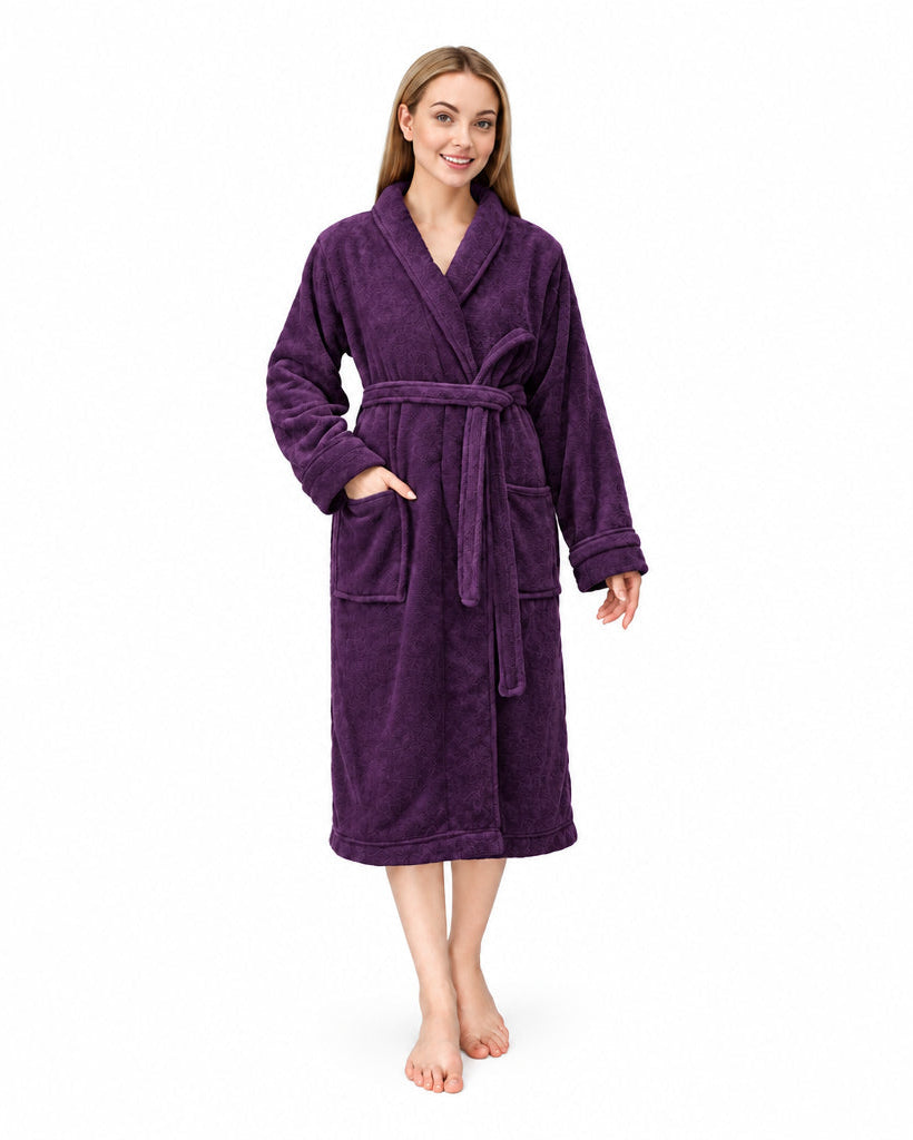 Women's Fleece Shawl Collar Bathrobe
