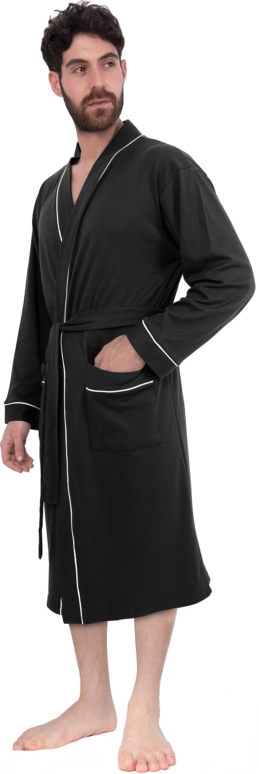 Men's Cotton-Blend Knit Shawl Collar Bathrobe