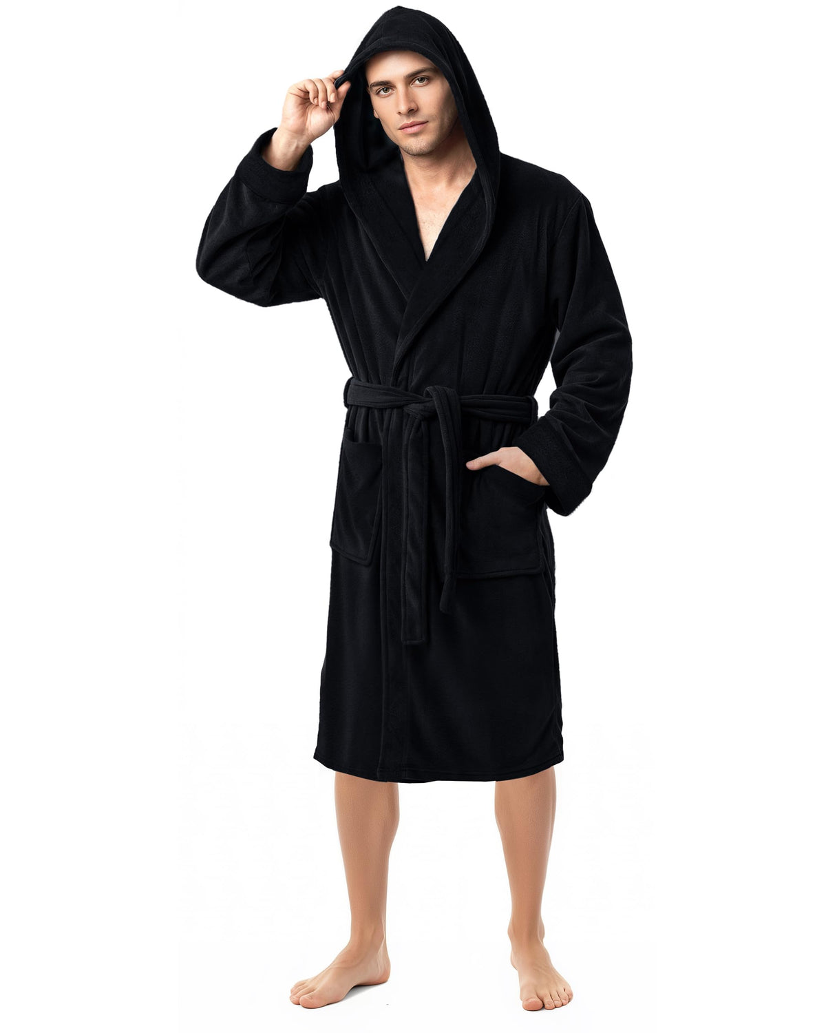 Men's Fleece Hooded Bathrobe
