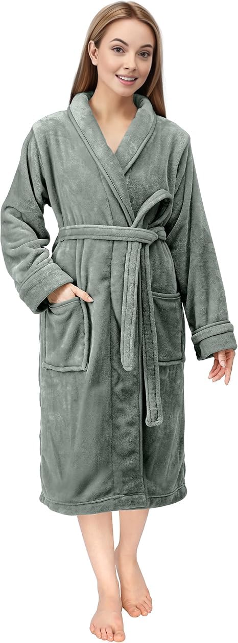 Women's Fleece Shawl Collar Bathrobe