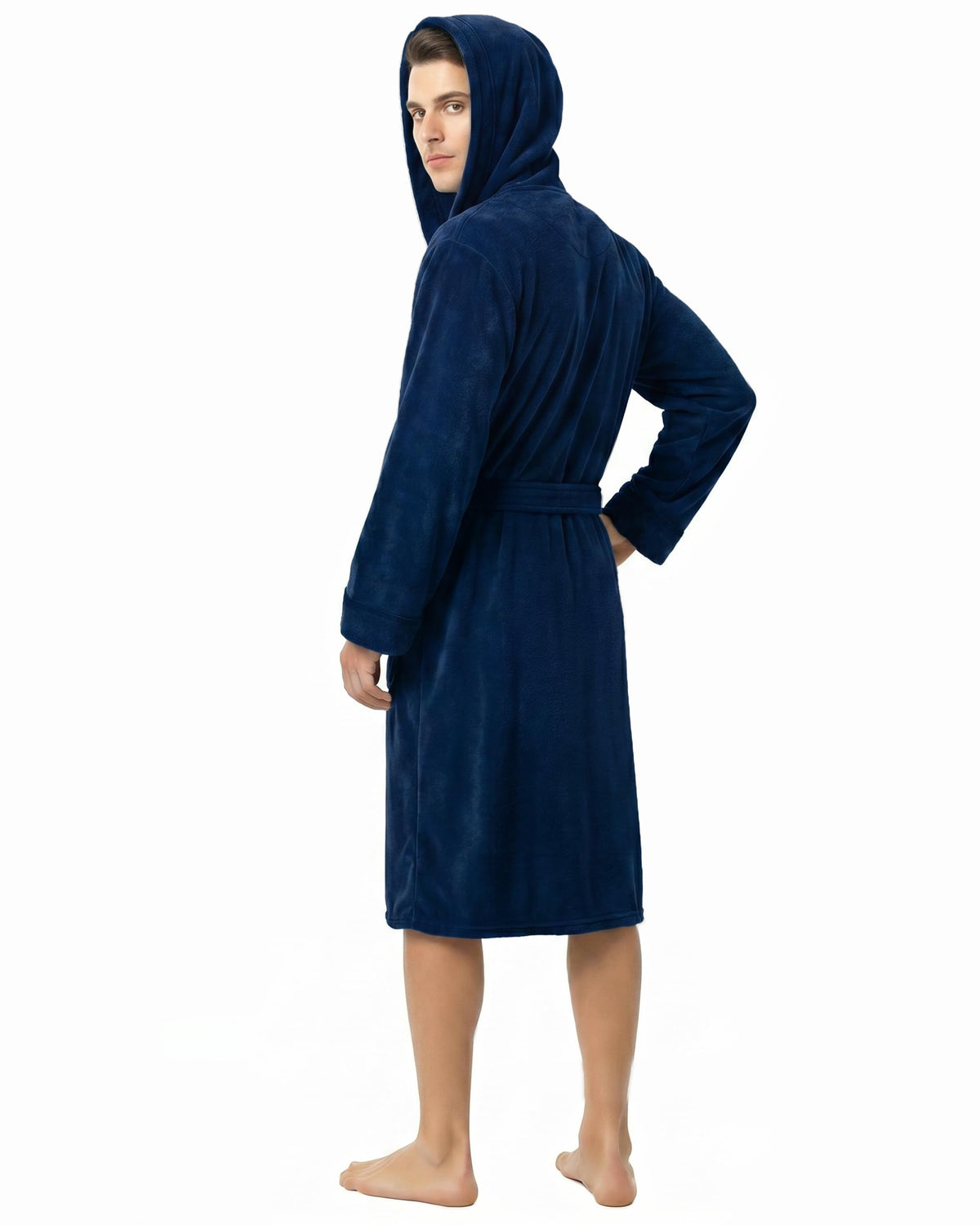 Men's Fleece Hooded Bathrobe
