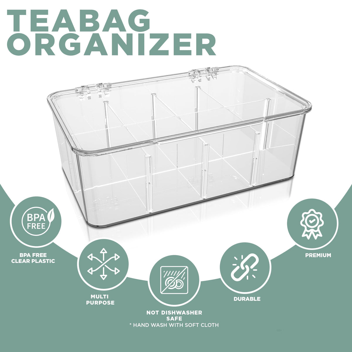 Tea Bag Organiser Box with Lid