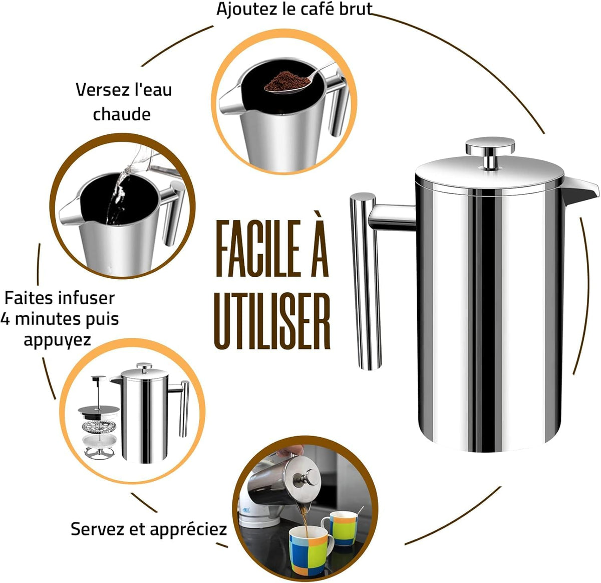 Double-Wall Stainless Steel Cafetière