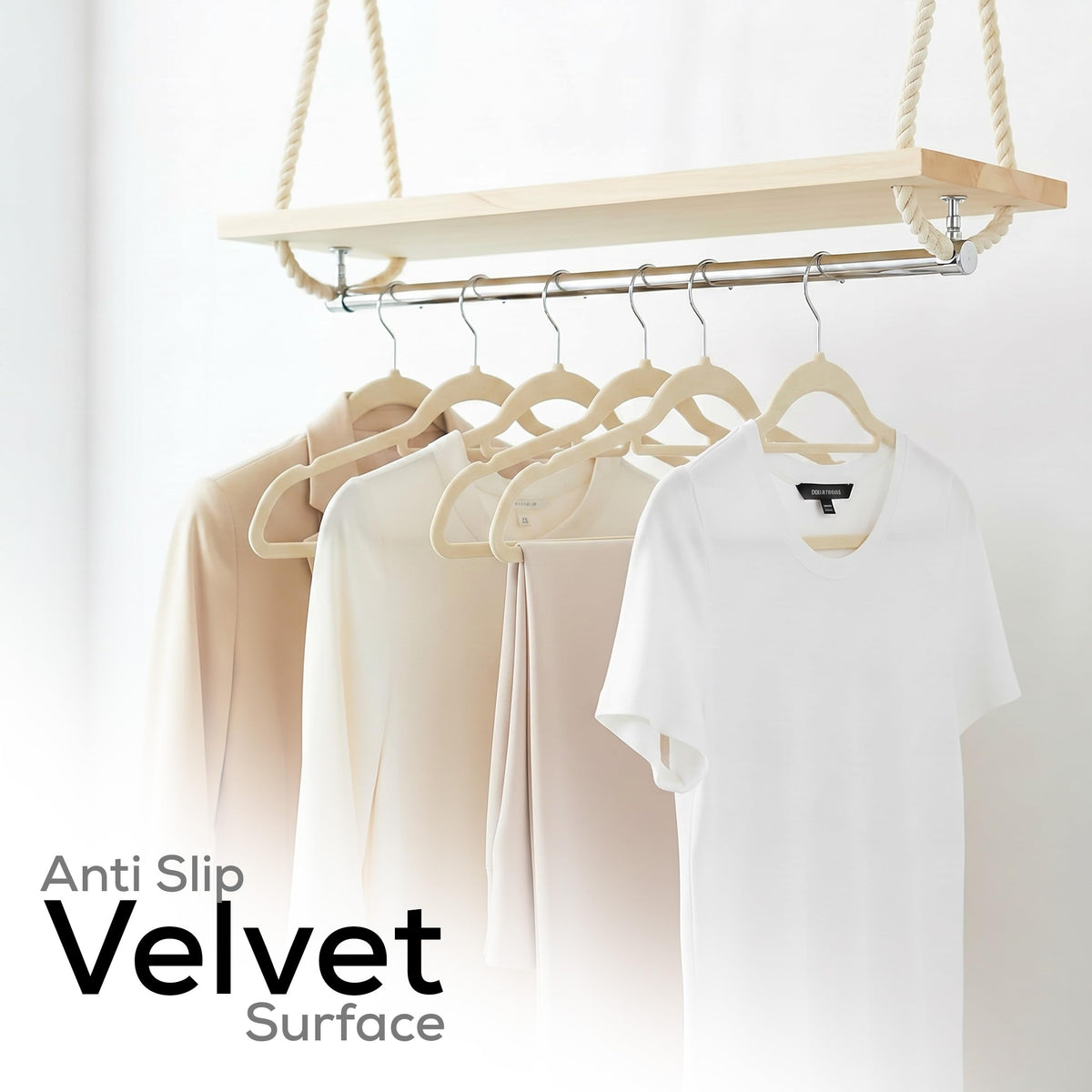 Velvet Clothes Hangers with Tie Bar