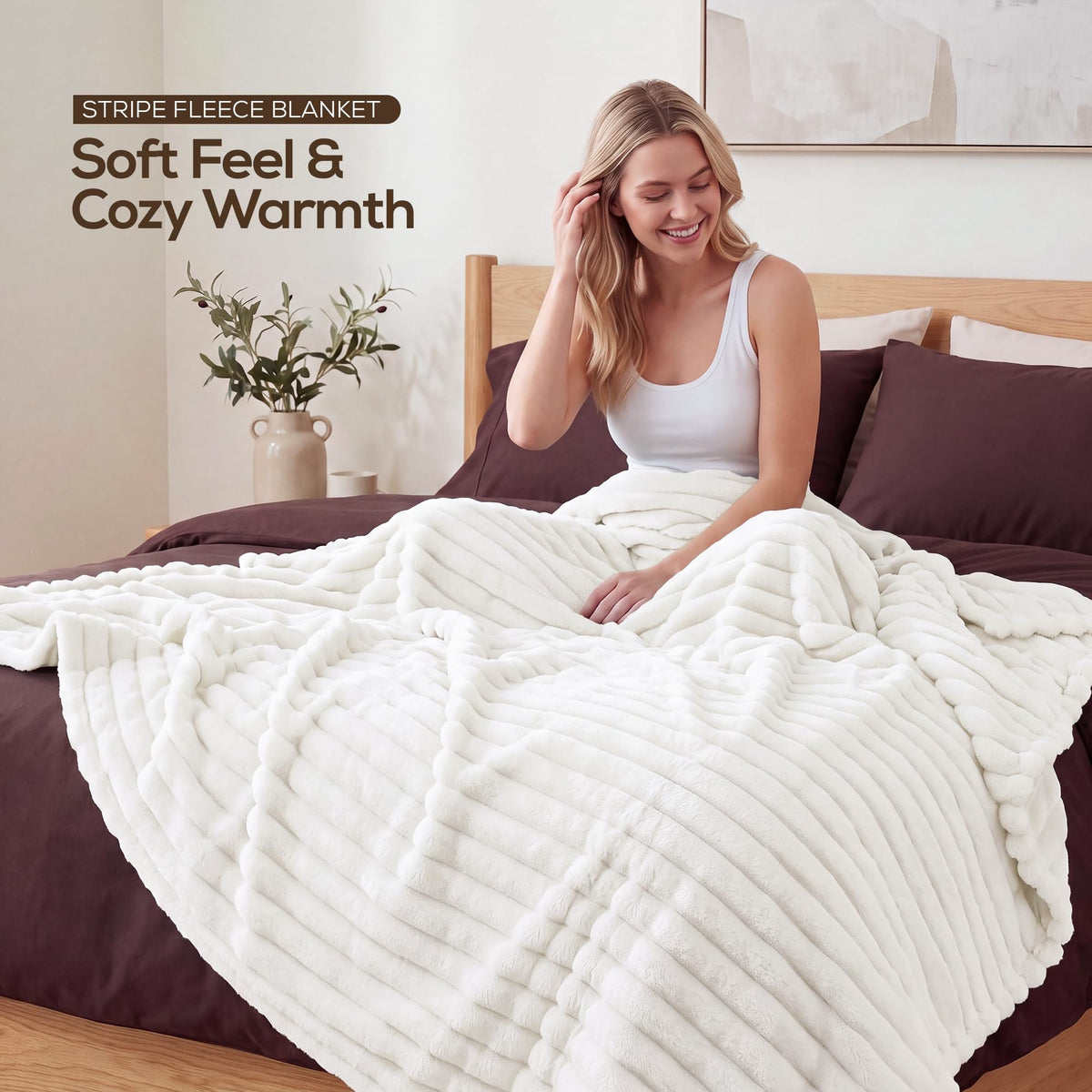 Fluffy Striped Fleece Blanket