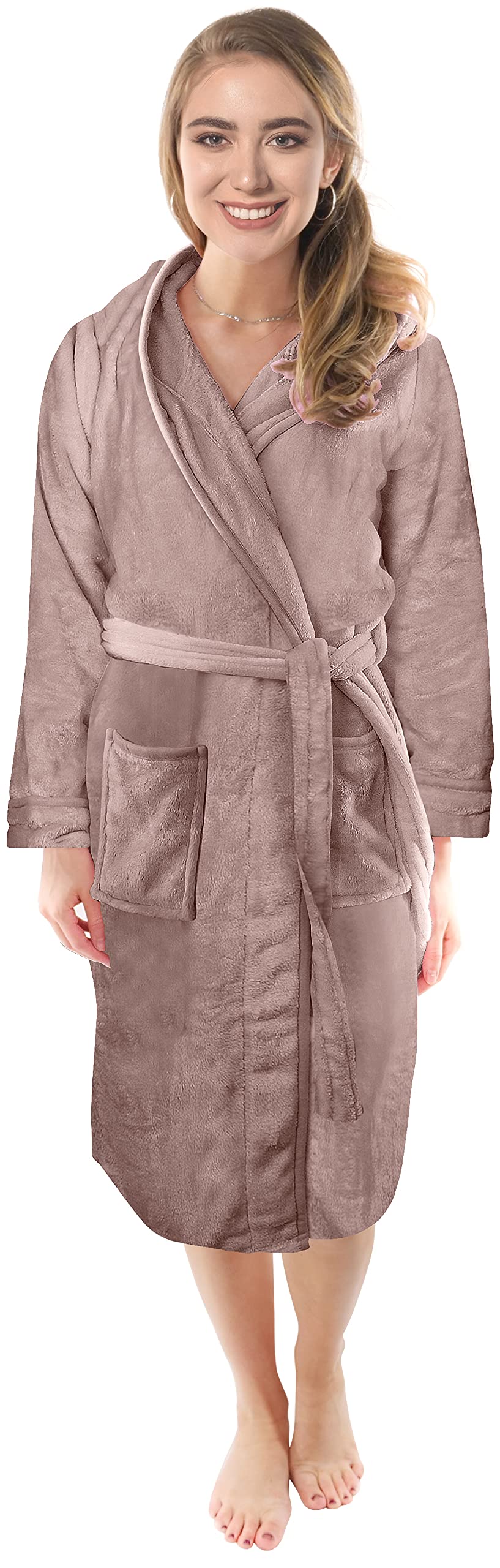 Women's Fleece Hooded Bathrobe