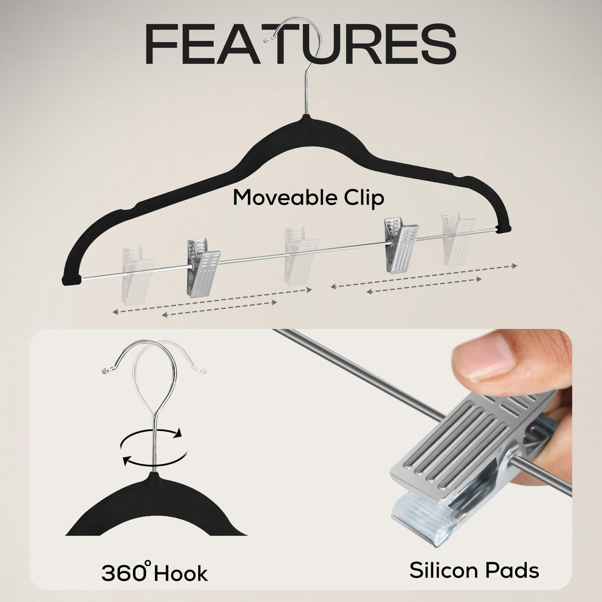 Velvet Clothes Hangers with Clips
