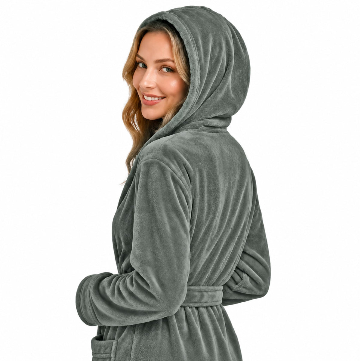 Women's Fleece Hooded Bathrobe