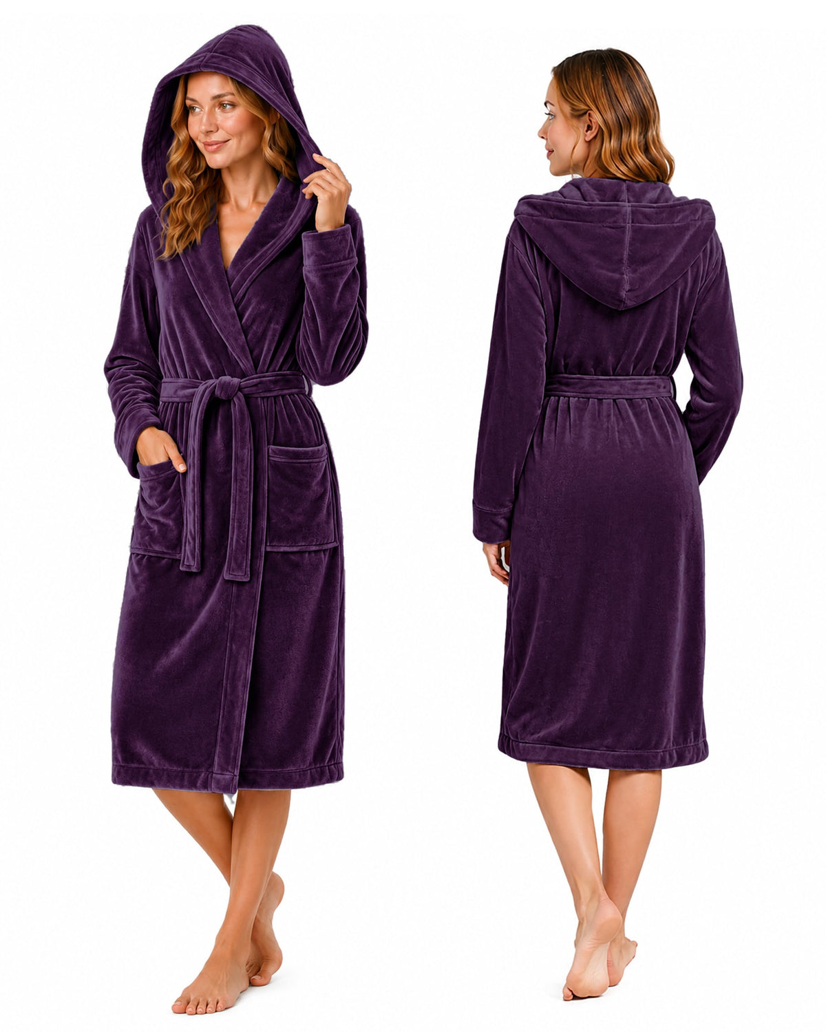 Women's Fleece Hooded Bathrobe