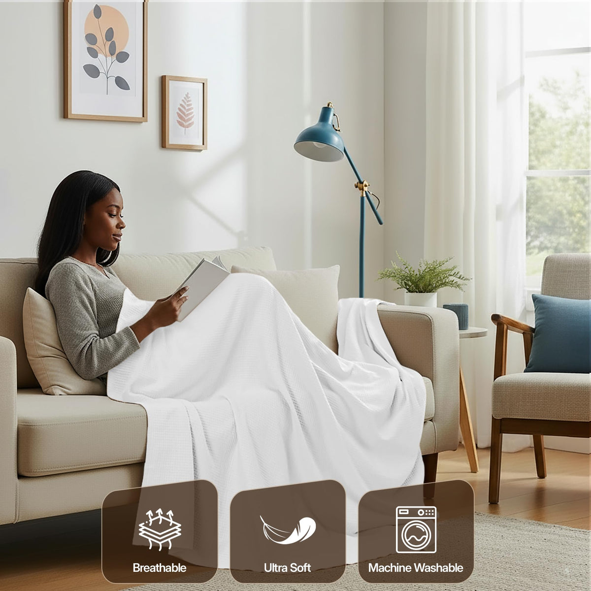 Lightweight Summer Waffle Blanket
