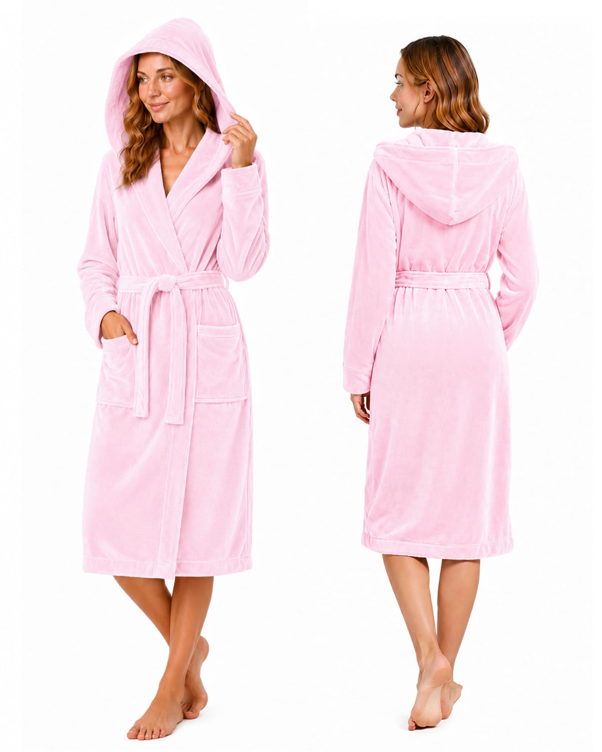 Women's Fleece Hooded Bathrobe