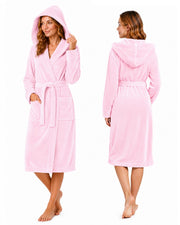 Women's Fleece Hooded Bathrobe