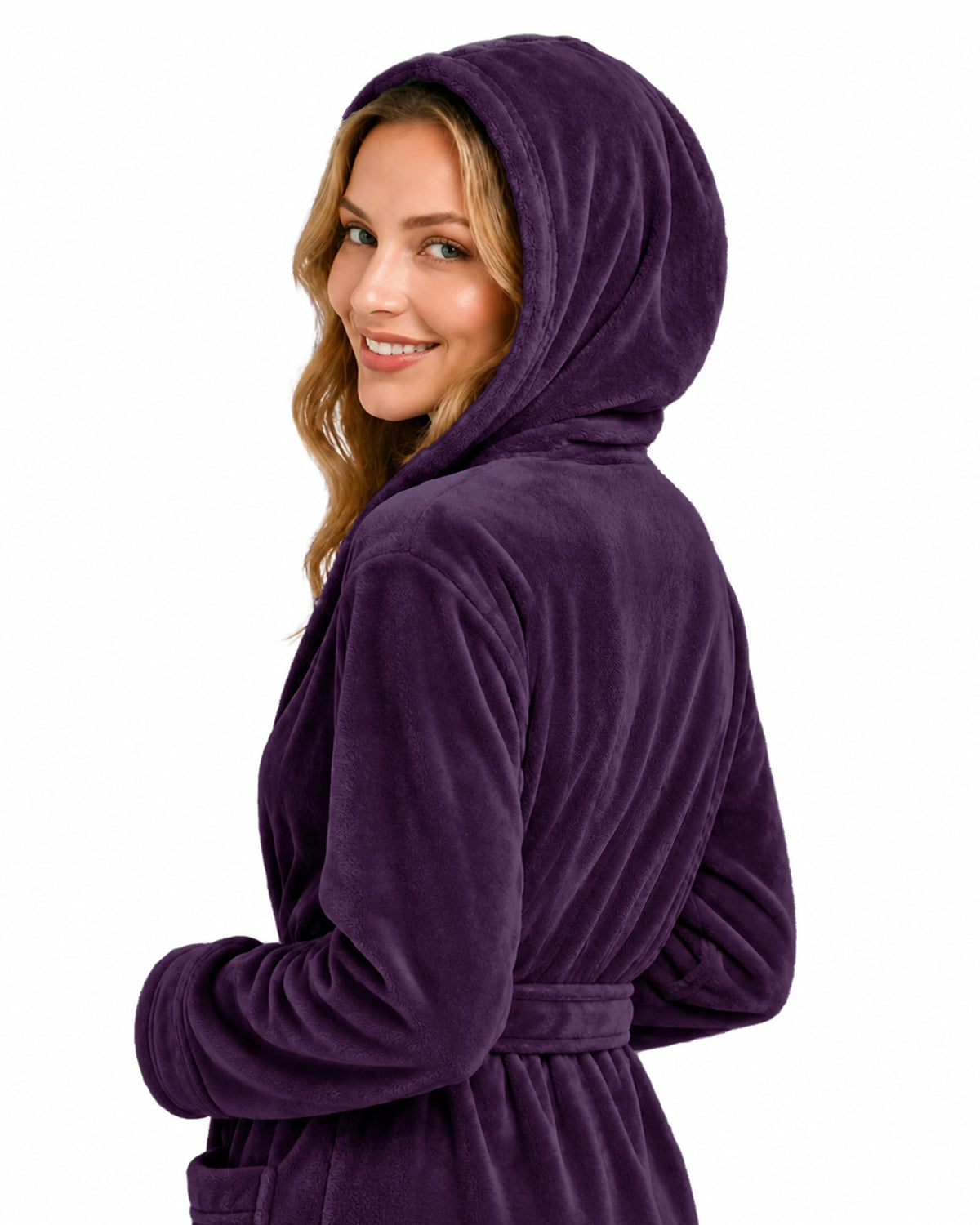 Women's Fleece Hooded Bathrobe