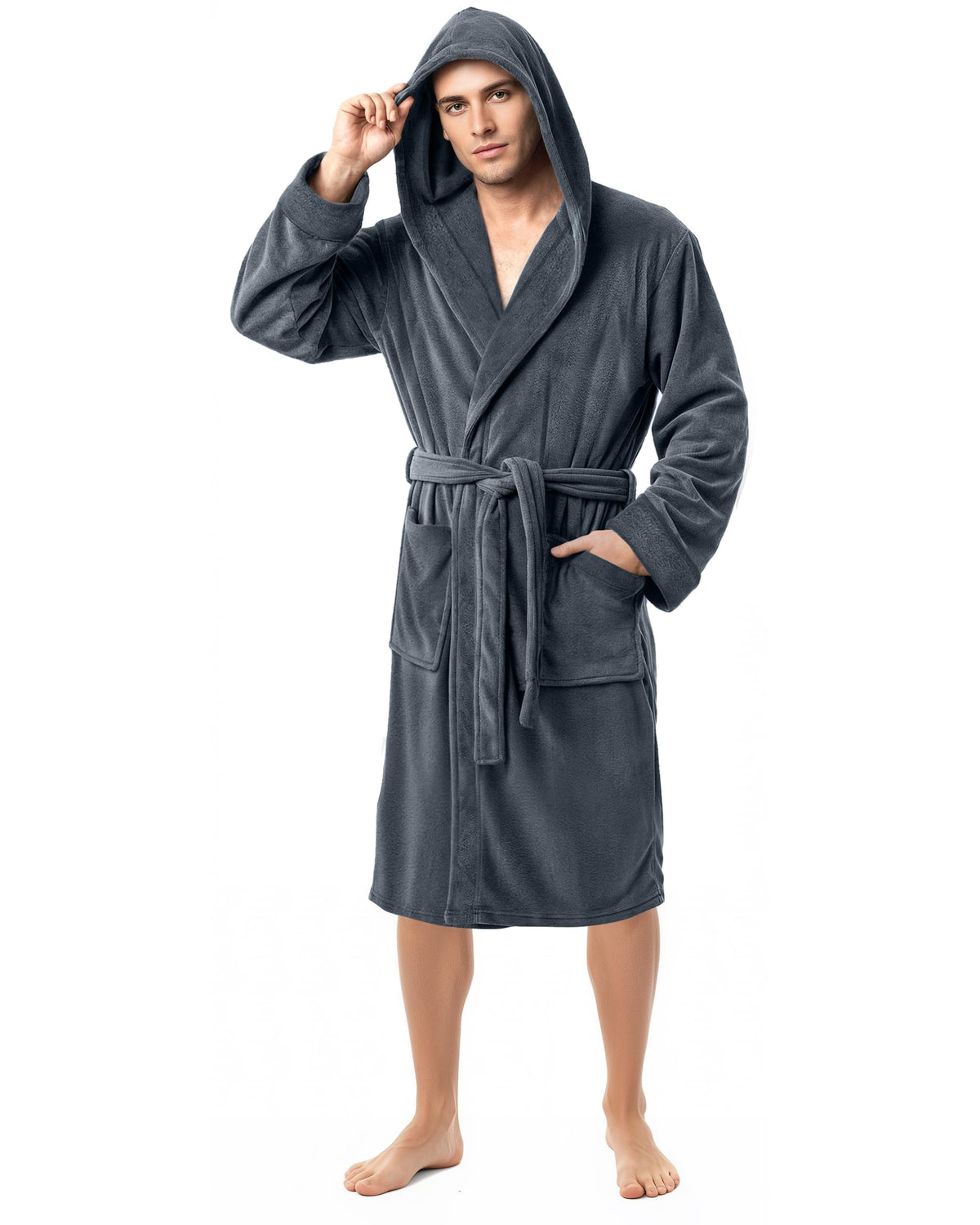 Men's Fleece Hooded Bathrobe