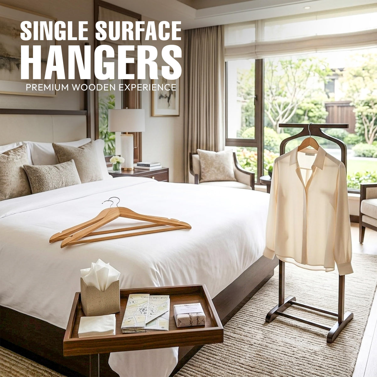 Wooden Clothes Hangers with Trouser Bar
