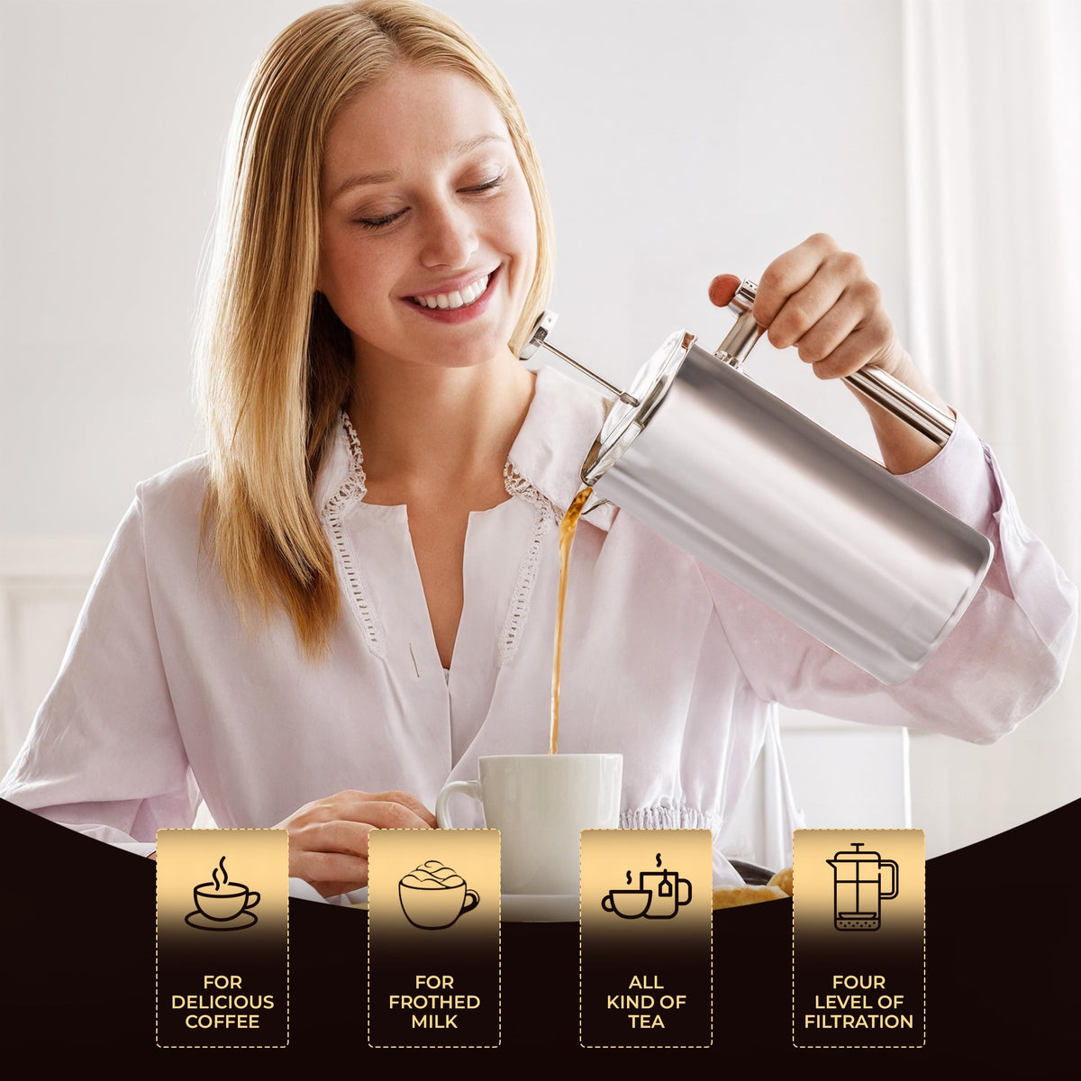 Double-Wall Stainless Steel Cafetière