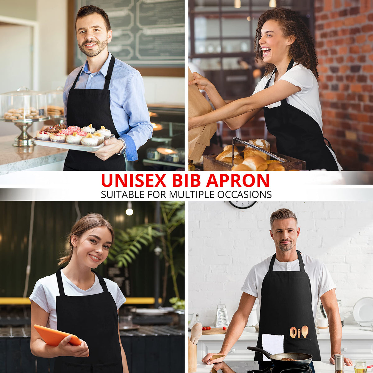 Water-Resistant Bib Apron with Pockets