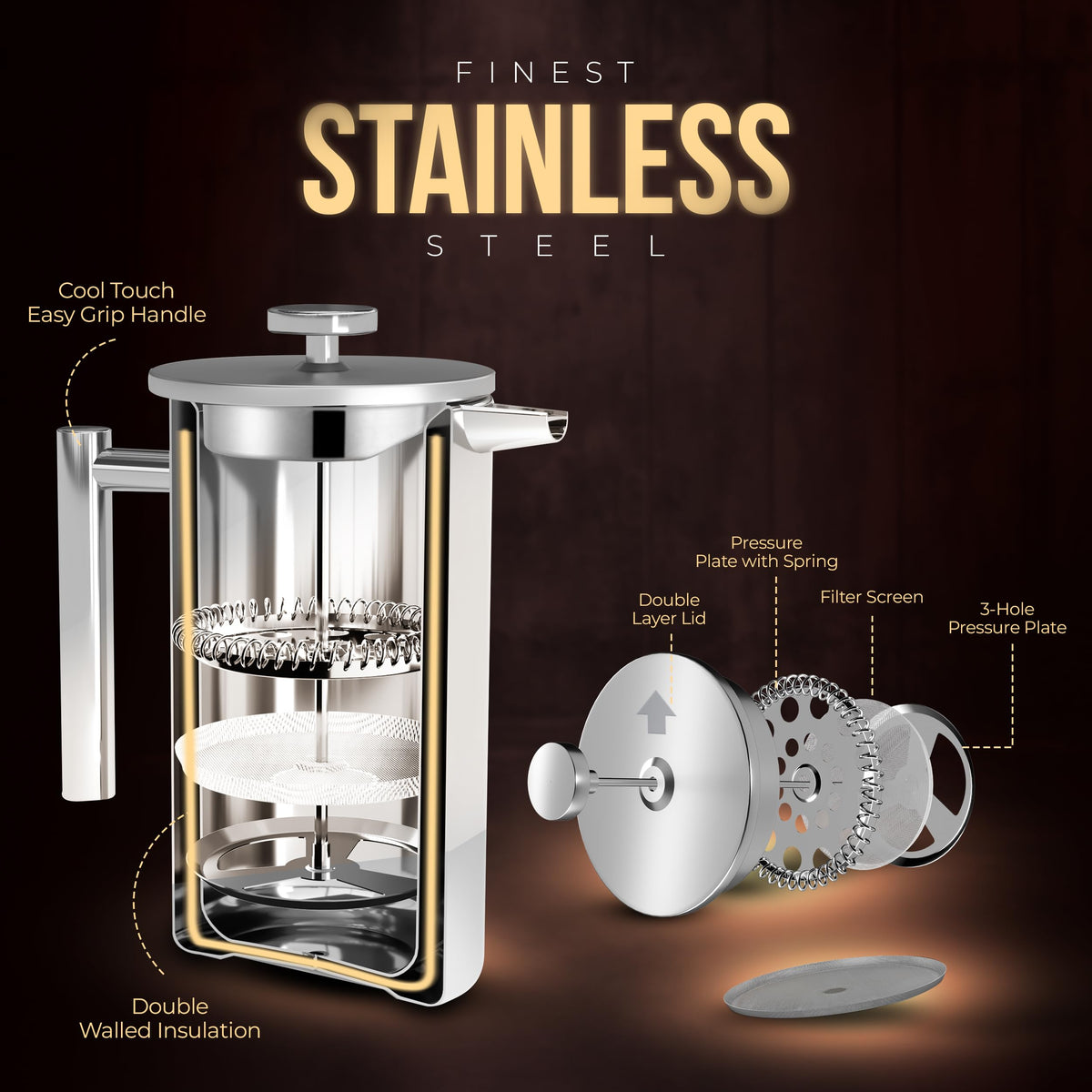 Double-Wall Stainless Steel Cafetière