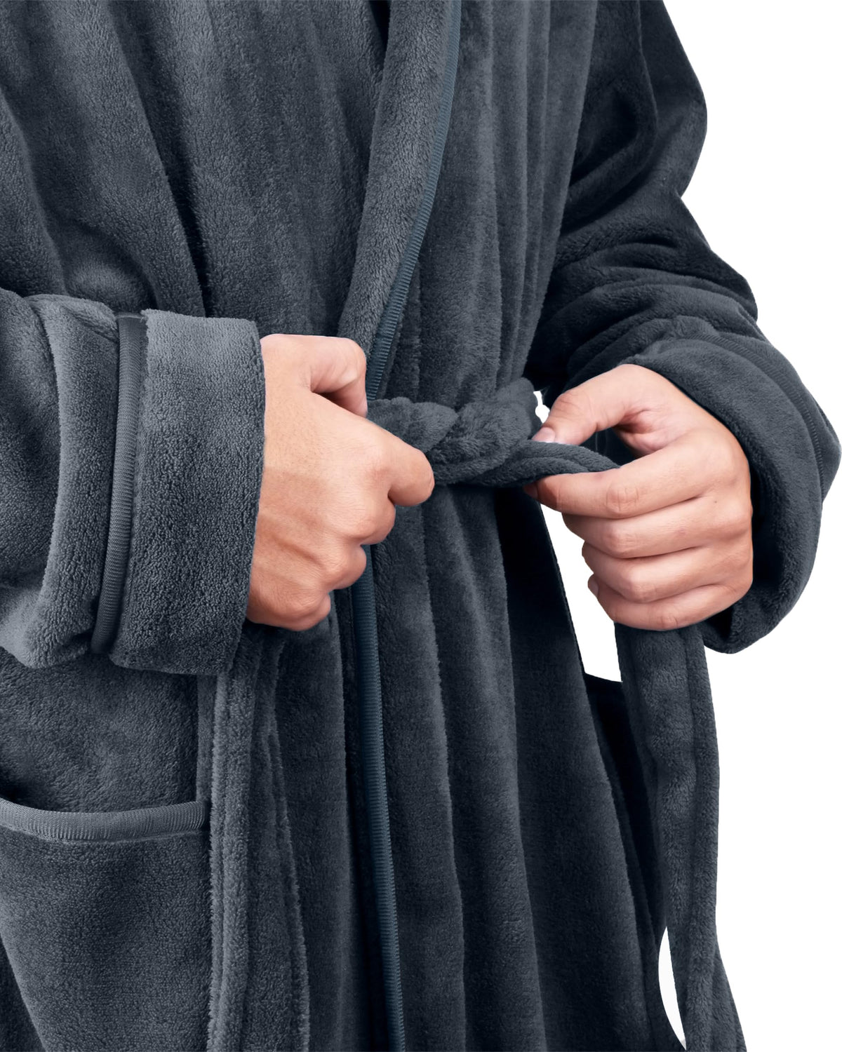 Men's Fleece Hooded Bathrobe