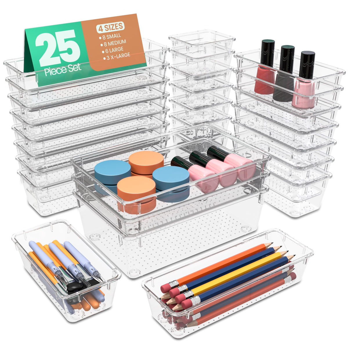 Clear Drawer Organiser Set