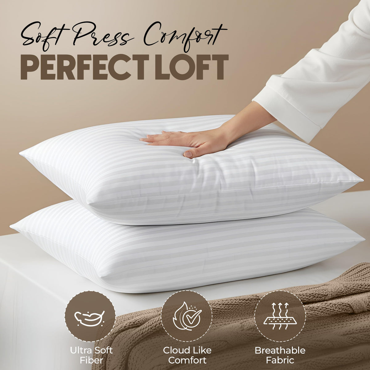 Luxury Satin Stripe Pillows - Pack of 4