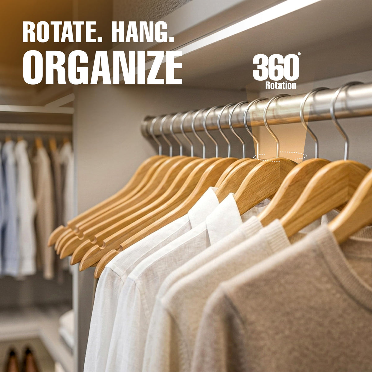 Wooden Clothes Hangers with Trouser Bar