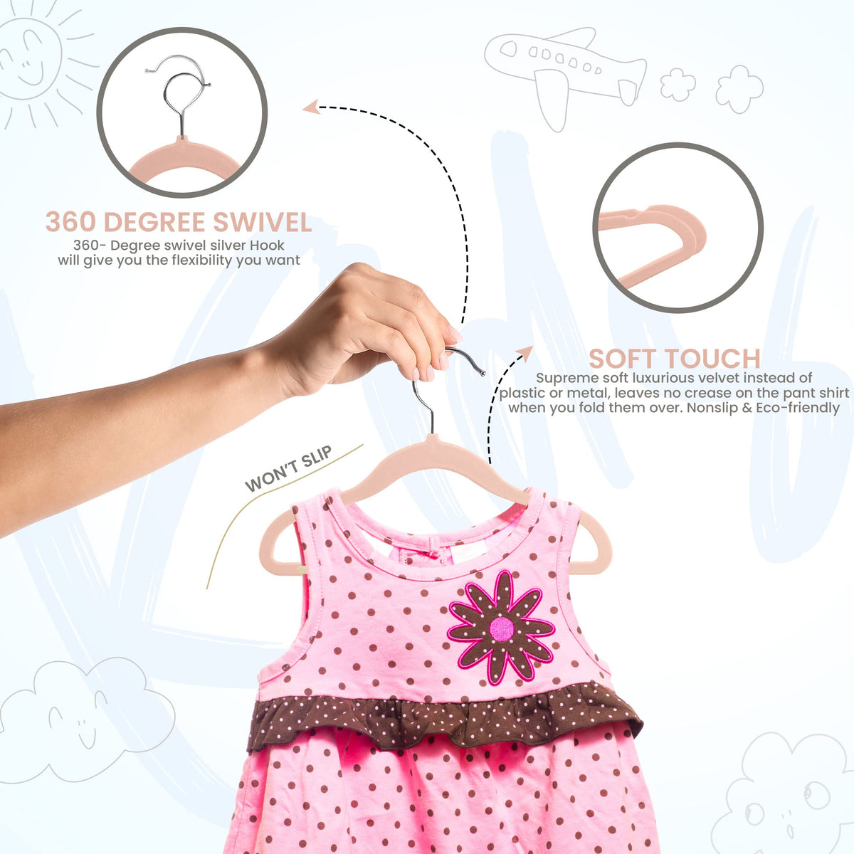 Kids' Velvet Clothes Hangers