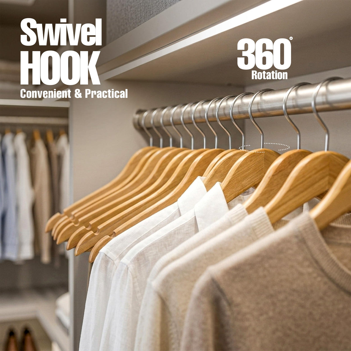 Wooden Clothes Hangers with Trouser Bar
