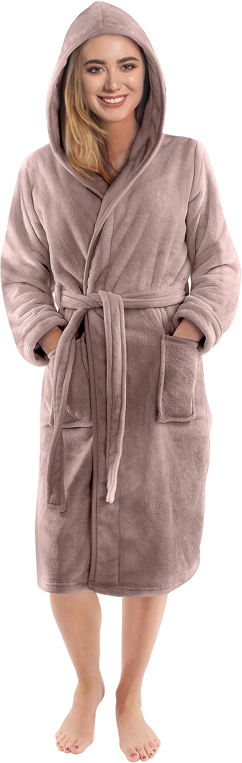 Women's Fleece Hooded Bathrobe
