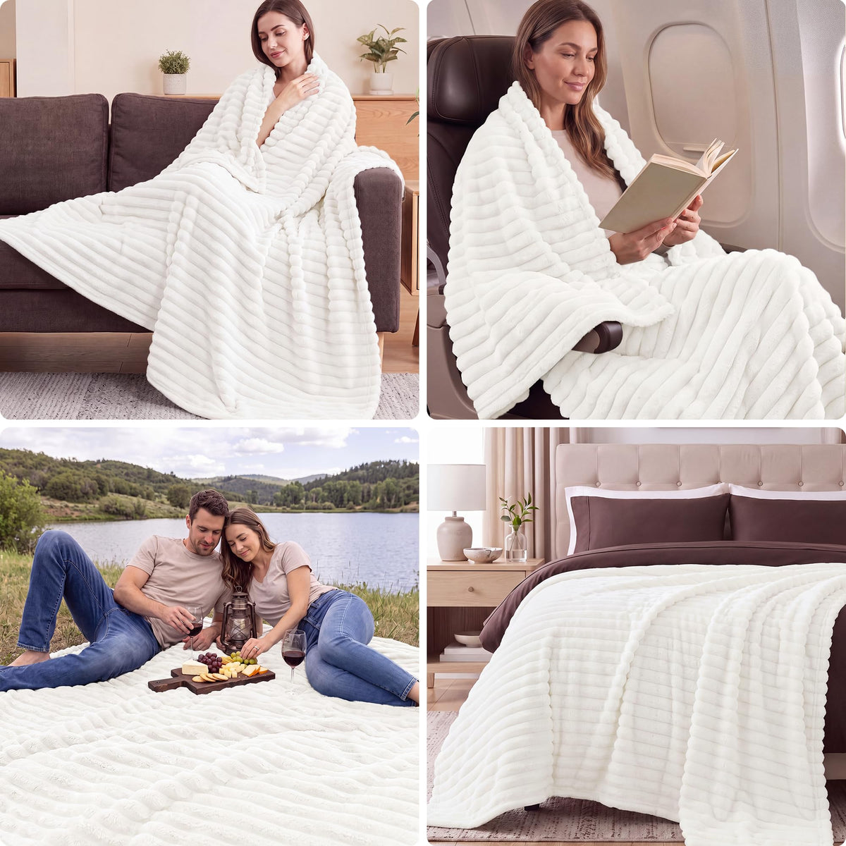 Fluffy Striped Fleece Blanket
