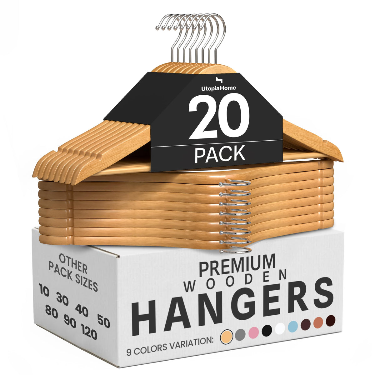 Wooden Clothes Hangers with Trouser Bar