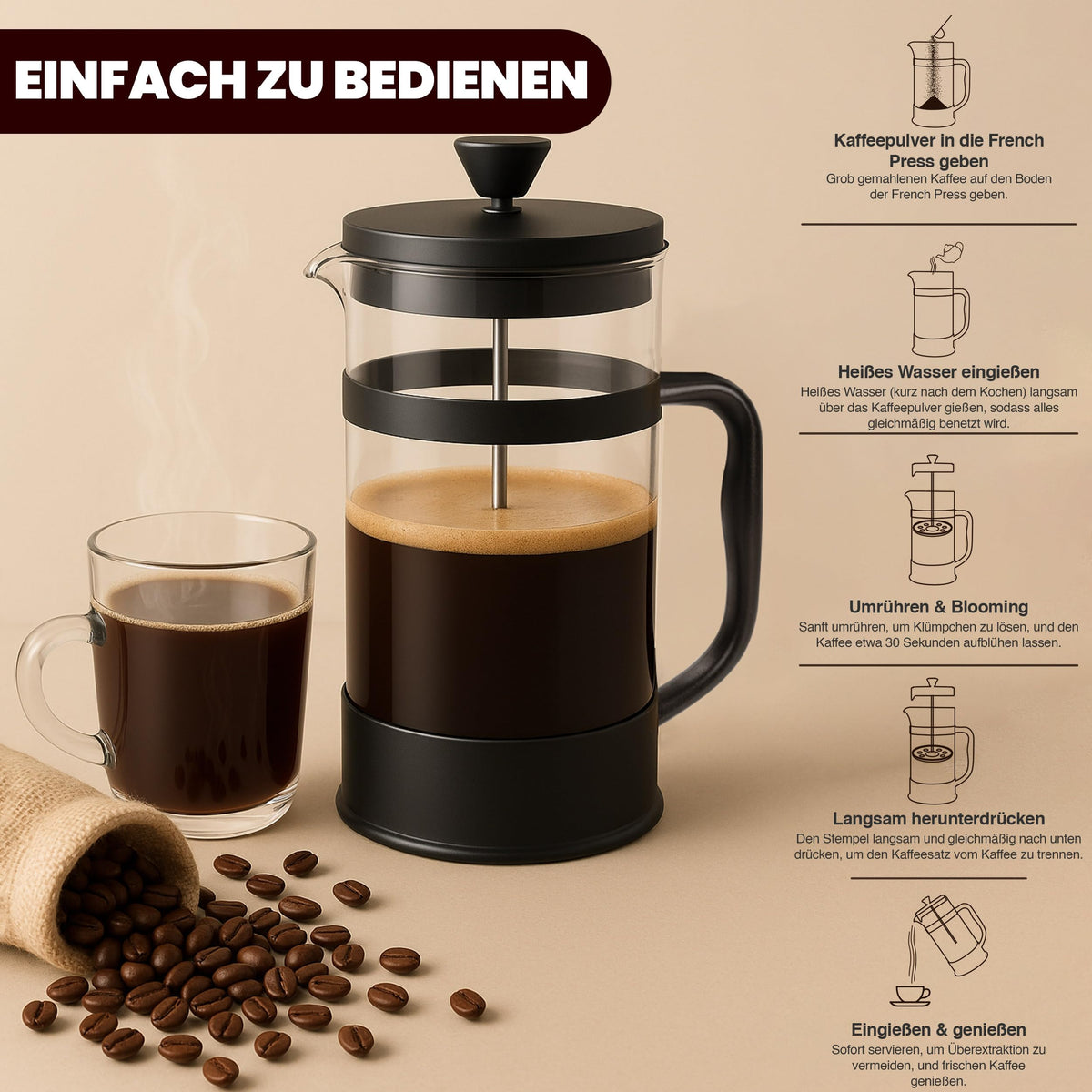 Heat-Resistant Glass Cafetière