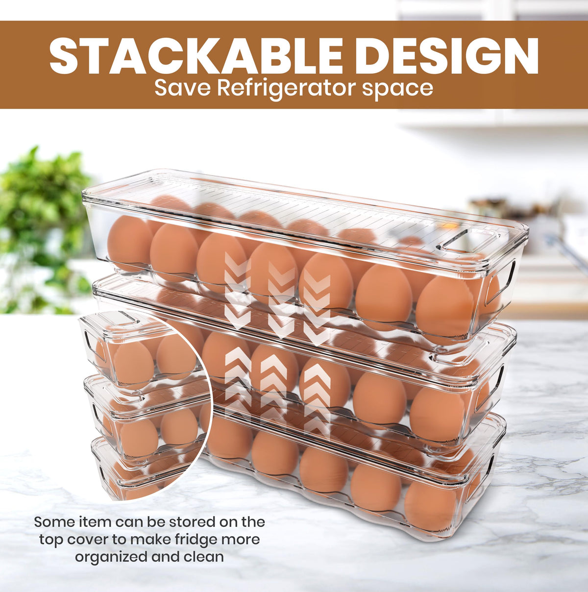 Stackable Fridge Egg Tray with Lid