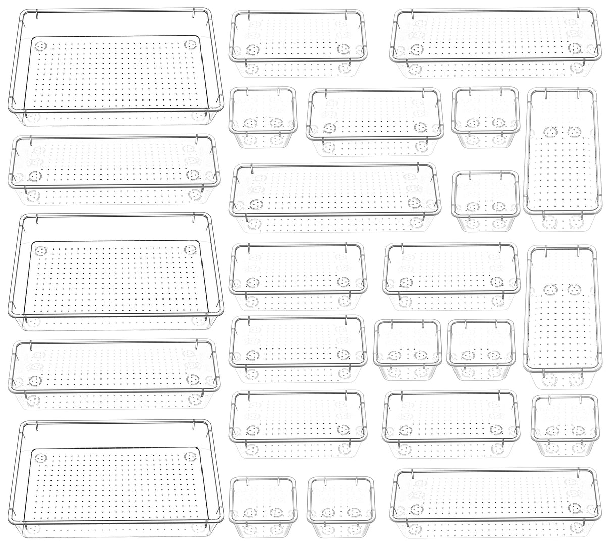 Clear Drawer Organiser Set