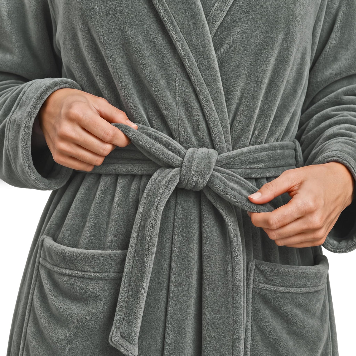 Women's Fleece Hooded Bathrobe