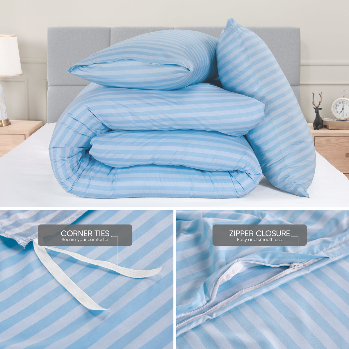 Signature Striped Brushed Duvet Set