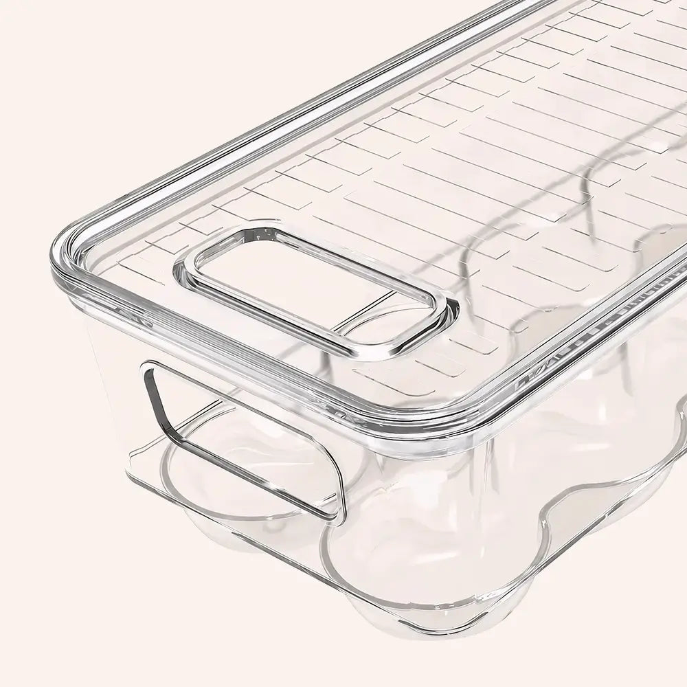 Clear Stackable Fridge Egg Tray Holder with Lid and Handle