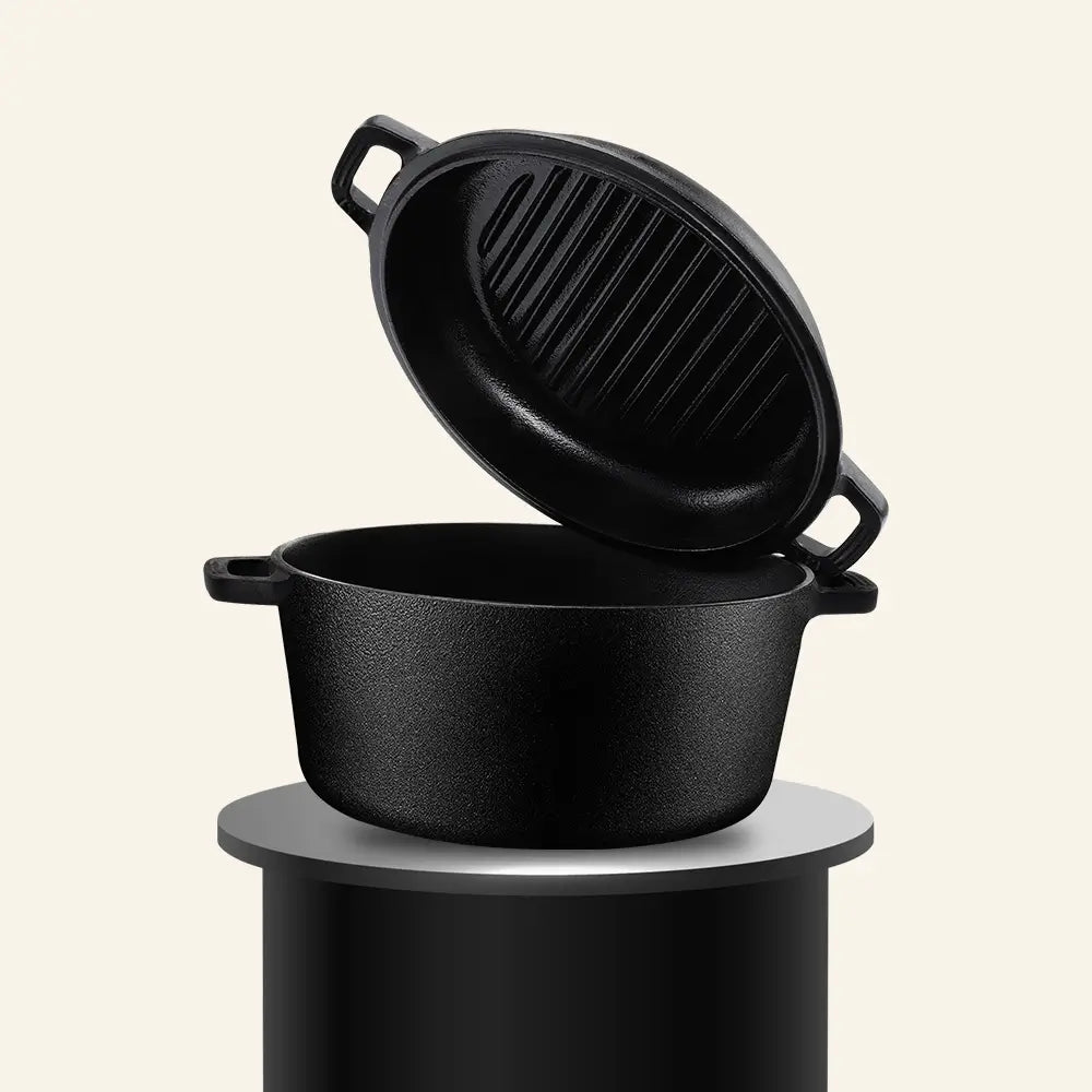 Pre-Seasoned Cast Iron Dutch Oven with Griddle Lid (4.73L)