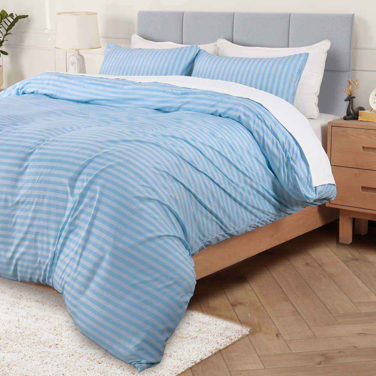Signature Striped Brushed Duvet Set