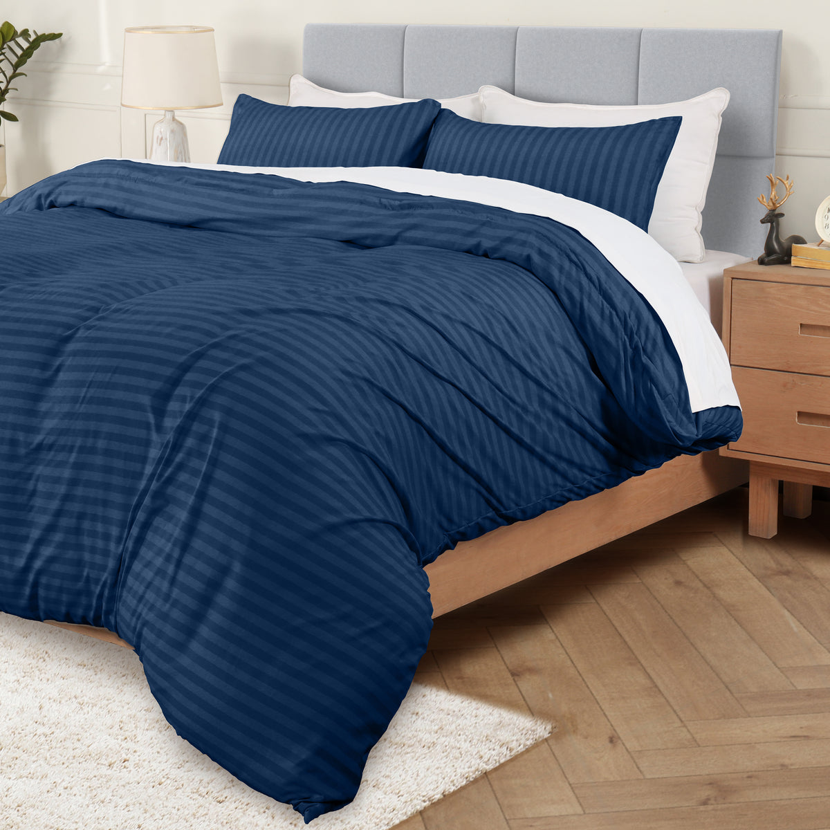 Signature Striped Brushed Duvet Set