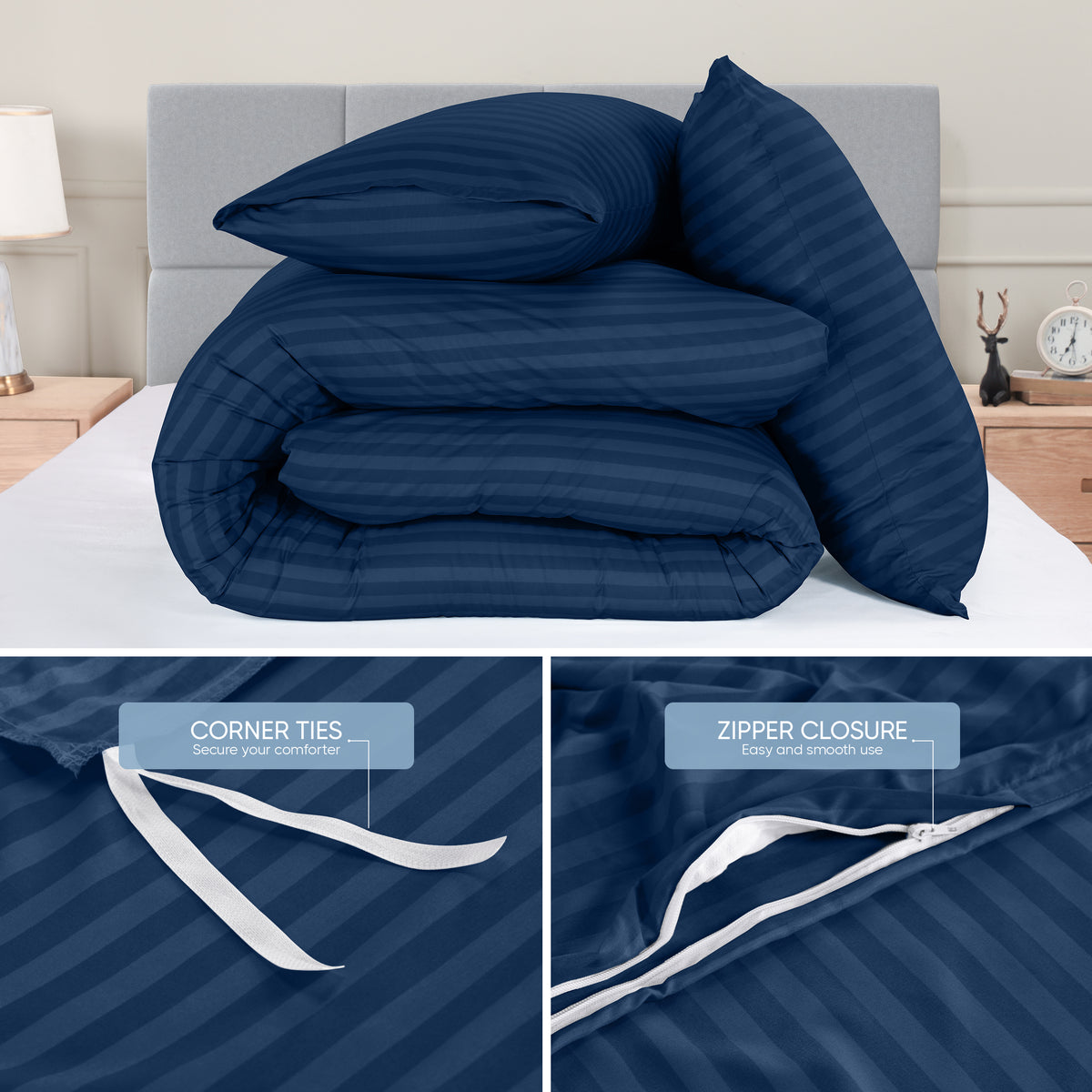 Signature Striped Brushed Duvet Set